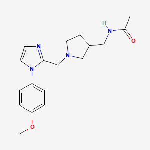 molecular formula C18H24N4O2 B5940741 N-[(1-{[1-(4-methoxyphenyl)-1H-imidazol-2-yl]methyl}pyrrolidin-3-yl)methyl]acetamide 