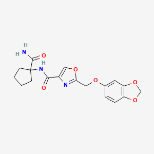 molecular formula C18H19N3O6 B5940803 N-[1-(aminocarbonyl)cyclopentyl]-2-[(1,3-benzodioxol-5-yloxy)methyl]-1,3-oxazole-4-carboxamide 