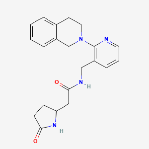 molecular formula C21H24N4O2 B5940831 N-{[2-(3,4-dihydroisoquinolin-2(1H)-yl)pyridin-3-yl]methyl}-2-(5-oxopyrrolidin-2-yl)acetamide 
