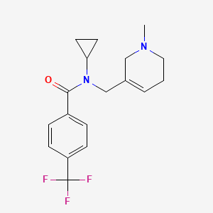 molecular formula C18H21F3N2O B5940896 N-cyclopropyl-N-[(1-methyl-1,2,5,6-tetrahydropyridin-3-yl)methyl]-4-(trifluoromethyl)benzamide 