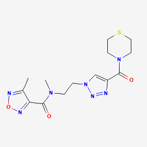 molecular formula C14H19N7O3S B5941052 N,4-dimethyl-N-{2-[4-(thiomorpholin-4-ylcarbonyl)-1H-1,2,3-triazol-1-yl]ethyl}-1,2,5-oxadiazole-3-carboxamide 