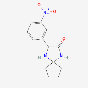molecular formula C13H15N3O3 B594107 3-(3-Nitrophenyl)-1,4-diazaspiro[4.4]nonan-2-one CAS No. 1272755-82-4
