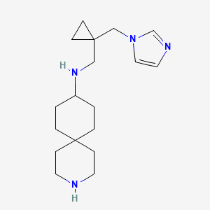 molecular formula C18H30N4 B5941269 N-{[1-(1H-imidazol-1-ylmethyl)cyclopropyl]methyl}-3-azaspiro[5.5]undecan-9-amine dihydrochloride 