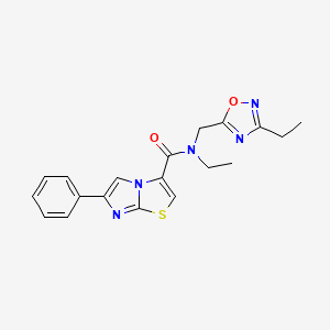 molecular formula C19H19N5O2S B5941330 N-ethyl-N-[(3-ethyl-1,2,4-oxadiazol-5-yl)methyl]-6-phenylimidazo[2,1-b][1,3]thiazole-3-carboxamide 