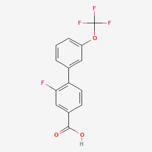 molecular formula C14H8F4O3 B594137 3-Fluoro-4-(3-trifluoromethoxyphenyl)benzoic acid CAS No. 1261524-83-7