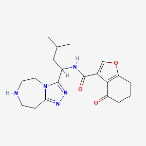 molecular formula C20H27N5O3 B5941378 N-[3-methyl-1-(6,7,8,9-tetrahydro-5H-[1,2,4]triazolo[4,3-d][1,4]diazepin-3-yl)butyl]-4-oxo-4,5,6,7-tetrahydro-1-benzofuran-3-carboxamide 