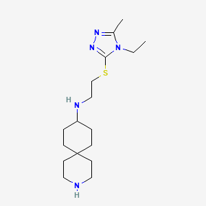 molecular formula C17H31N5S B5941400 N-{2-[(4-ethyl-5-methyl-4H-1,2,4-triazol-3-yl)thio]ethyl}-3-azaspiro[5.5]undecan-9-amine 
