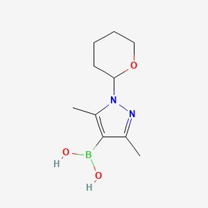 molecular formula C10H17BN2O3 B594141 (3,5-Dimethyl-1-(tetrahydro-2H-pyran-2-yl)-1H-pyrazol-4-yl)boronic acid CAS No. 1217501-15-9