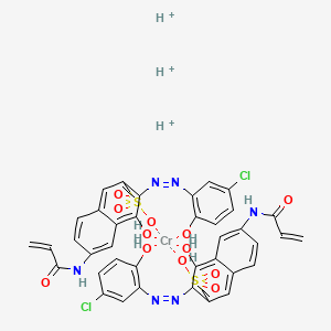 molecular formula C38H31Cl2CrN6O12S2+3 B594154 Chromate(3-), bis(3-((5-chloro-2-hydroxyphenyl)azo)-4-hydroxy-6-((1-oxo-2-propenyl)amino)-2-naphthalenesulfonato(3-))-, trihydrogen CAS No. 132435-13-3