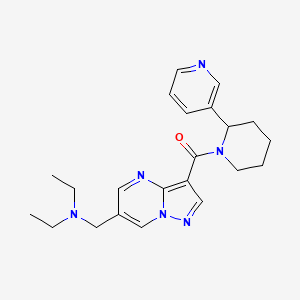 molecular formula C22H28N6O B5941740 N-ethyl-N-({3-[(2-pyridin-3-ylpiperidin-1-yl)carbonyl]pyrazolo[1,5-a]pyrimidin-6-yl}methyl)ethanamine 