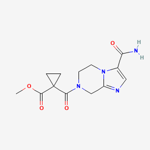 molecular formula C13H16N4O4 B5941771 methyl 1-{[3-(aminocarbonyl)-5,6-dihydroimidazo[1,2-a]pyrazin-7(8H)-yl]carbonyl}cyclopropanecarboxylate 