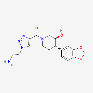 molecular formula C17H21N5O4 B5941986 rel-(3S,4S)-1-{[1-(2-aminoethyl)-1H-1,2,3-triazol-4-yl]carbonyl}-4-(1,3-benzodioxol-5-yl)-3-piperidinol hydrochloride 
