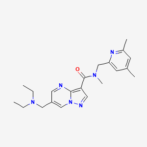 molecular formula C21H28N6O B5942016 6-[(diethylamino)methyl]-N-[(4,6-dimethylpyridin-2-yl)methyl]-N-methylpyrazolo[1,5-a]pyrimidine-3-carboxamide 
