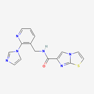 molecular formula C15H12N6OS B5942278 N-{[2-(1H-imidazol-1-yl)pyridin-3-yl]methyl}imidazo[2,1-b][1,3]thiazole-6-carboxamide 