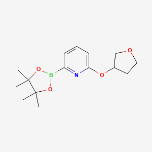 molecular formula C15H22BNO4 B594231 2-((Tetrahydrofuran-3-yl)oxy)-6-(4,4,5,5-tetramethyl-1,3,2-dioxaborolan-2-yl)pyridine CAS No. 1315351-11-1