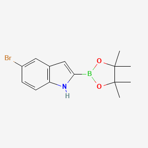 molecular formula C14H17BBrNO2 B594232 5-Bromo-2-(4,4,5,5-tetramethyl-1,3,2-dioxaborolan-2-YL)-1H-indole CAS No. 1256358-92-5