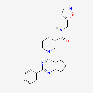 molecular formula C23H25N5O2 B5942330 N-(isoxazol-5-ylmethyl)-1-(2-phenyl-6,7-dihydro-5H-cyclopenta[d]pyrimidin-4-yl)piperidine-3-carboxamide 