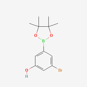 molecular formula C12H16BBrO3 B594240 3-Bromo-5-(4,4,5,5-tetramethyl-1,3,2-dioxaborolan-2-yl)phenol CAS No. 1218789-50-4