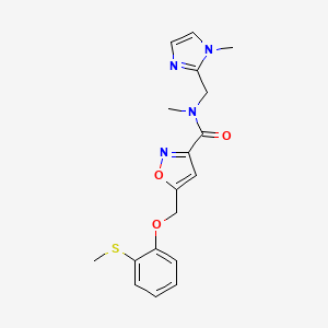 molecular formula C18H20N4O3S B5942493 N-methyl-N-[(1-methyl-1H-imidazol-2-yl)methyl]-5-{[2-(methylthio)phenoxy]methyl}isoxazole-3-carboxamide 
