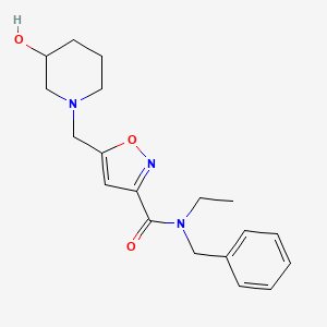 molecular formula C19H25N3O3 B5942543 N-benzyl-N-ethyl-5-[(3-hydroxypiperidin-1-yl)methyl]isoxazole-3-carboxamide 