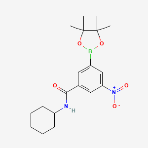 molecular formula C19H27BN2O5 B594266 3-nitro-N-cyclohexyl-5-(4,4,5,5-tetramethyl-1,3,2-dioxaborolan-2-yl)benzamide CAS No. 1309978-67-3