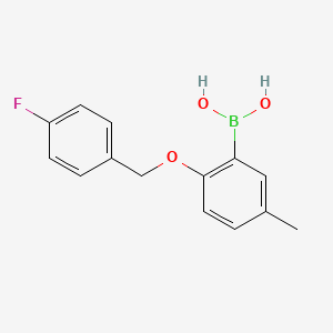 molecular formula C14H14BFO3 B594279 (2-((4-Fluorobenzyl)oxy)-5-methylphenyl)boronic acid CAS No. 1256358-49-2