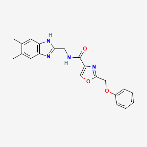 molecular formula C21H20N4O3 B5942884 N-[(5,6-dimethyl-1H-benzimidazol-2-yl)methyl]-2-(phenoxymethyl)-1,3-oxazole-4-carboxamide 