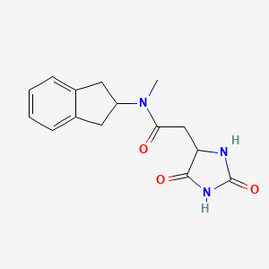 molecular formula C15H17N3O3 B5942910 N-(2,3-dihydro-1H-inden-2-yl)-2-(2,5-dioxoimidazolidin-4-yl)-N-methylacetamide 