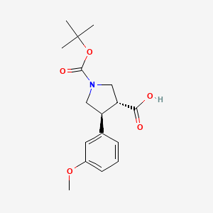 molecular formula C17H23NO5 B594292 Trans-1-Boc-4-(3-methoxyphenyl)pyrrolidine-3-carboxylic acid CAS No. 1217740-96-9