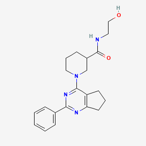 molecular formula C21H26N4O2 B5943124 N-(2-hydroxyethyl)-1-(2-phenyl-6,7-dihydro-5H-cyclopenta[d]pyrimidin-4-yl)piperidine-3-carboxamide 