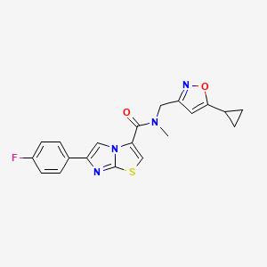 molecular formula C20H17FN4O2S B5943355 N-[(5-cyclopropylisoxazol-3-yl)methyl]-6-(4-fluorophenyl)-N-methylimidazo[2,1-b][1,3]thiazole-3-carboxamide 