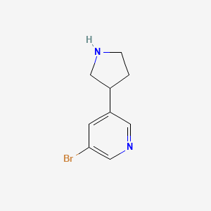 molecular formula C9H11BrN2 B594350 3-Bromo-5-(pyrrolidin-3-yl)pyridine CAS No. 1256810-66-8