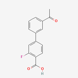 molecular formula C15H11FO3 B594362 4-(3-Acetylphenyl)-2-fluorobenzoic acid CAS No. 1261906-36-8