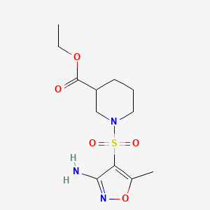 molecular formula C12H19N3O5S B5943642 ethyl 1-[(3-amino-5-methyl-4-isoxazolyl)sulfonyl]-3-piperidinecarboxylate 