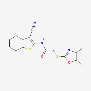 molecular formula C16H17N3O2S2 B5943679 N-(3-cyano-4,5,6,7-tetrahydro-1-benzothien-2-yl)-2-[(4,5-dimethyl-1,3-oxazol-2-yl)thio]acetamide 