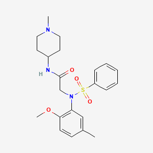 molecular formula C22H29N3O4S B5943845 N~2~-(2-methoxy-5-methylphenyl)-N~1~-(1-methyl-4-piperidinyl)-N~2~-(phenylsulfonyl)glycinamide 