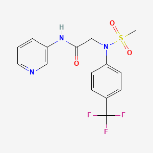 molecular formula C15H14F3N3O3S B5943877 N~2~-(methylsulfonyl)-N~1~-3-pyridinyl-N~2~-[4-(trifluoromethyl)phenyl]glycinamide 