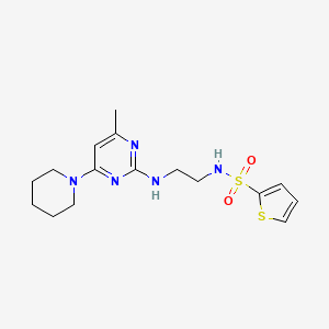 molecular formula C16H23N5O2S2 B5943887 N-(2-{[4-methyl-6-(1-piperidinyl)-2-pyrimidinyl]amino}ethyl)-2-thiophenesulfonamide 