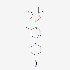 1-(4-Methyl-5-(4,4,5,5-tetramethyl-1,3,2-dioxaborolan-2-yl)pyridin-2-yl)piperidine-4-carbonitrile