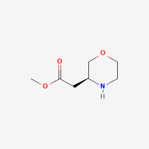 molecular formula C7H13NO3 B594392 (S)-Methyl 2-(morpholin-3-yl)acetate CAS No. 1273577-48-2