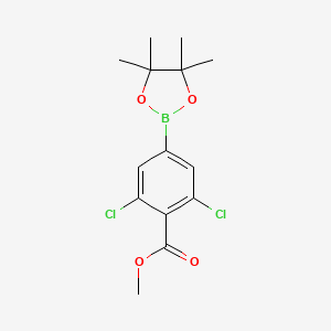 molecular formula C14H17BCl2O4 B594393 Methyl 2,6-dichloro-4-(4,4,5,5-tetramethyl-1,3,2-dioxaborolan-2-yl)benzoate CAS No. 1321613-04-0