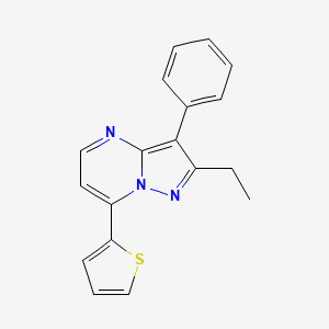 molecular formula C18H15N3S B5944231 2-Ethyl-3-phenyl-7-(thiophen-2-yl)pyrazolo[1,5-a]pyrimidine 
