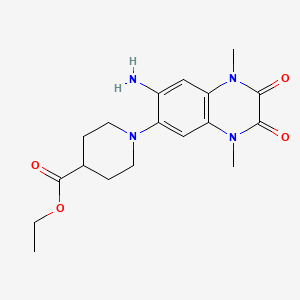 molecular formula C18H24N4O4 B5944431 ethyl 1-(7-amino-1,4-dimethyl-2,3-dioxo-1,2,3,4-tetrahydro-6-quinoxalinyl)-4-piperidinecarboxylate 