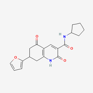 molecular formula C19H20N2O4 B5944497 N-cyclopentyl-7-(2-furyl)-2,5-dioxo-1,2,5,6,7,8-hexahydro-3-quinolinecarboxamide 