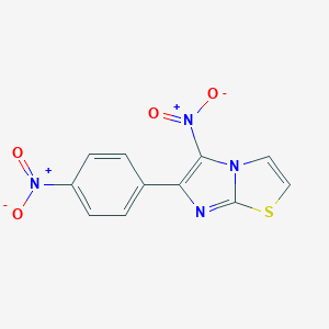 molecular formula C11H6N4O4S B059445 Imidazo(2,1-b)thiazole, 5-nitro-6-(p-nitrophenyl)- CAS No. 16311-38-9