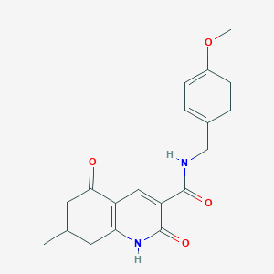molecular formula C19H20N2O4 B5944579 N-[(4-METHOXYPHENYL)METHYL]-7-METHYL-2,5-DIOXO-1,2,5,6,7,8-HEXAHYDROQUINOLINE-3-CARBOXAMIDE 