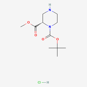 molecular formula C11H21ClN2O4 B594469 (S)-1-tert-Butyl 2-methyl piperazine-1,2-dicarboxylate hydrochloride CAS No. 1251903-93-1