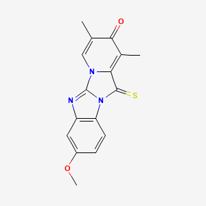 8-Methoxy-1,3-dimethyl-12-thioxopyrido(1',2':3,4)imidazo(1,2-a)benzimidazol-2(12H)-one