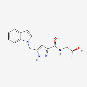 molecular formula C16H18N4O2 B5945141 N-[(2S)-2-hydroxypropyl]-5-(1H-indol-1-ylmethyl)-1H-pyrazole-3-carboxamide 