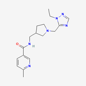 molecular formula C17H24N6O B5945158 N-({1-[(1-ethyl-1H-1,2,4-triazol-5-yl)methyl]pyrrolidin-3-yl}methyl)-6-methylnicotinamide 